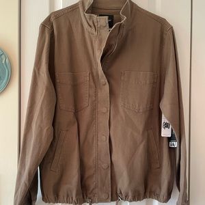 Liverpool Cinch Waist Jacket NWT Toffee Brown Sz L Patch Pocket Utility Minimal